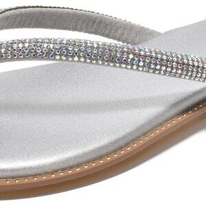 Women’s Microfiber Leather Glitter Flip Flops Summer Comfortable Flat Slides